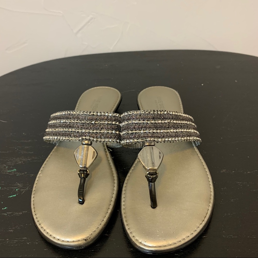Silver decorative slide sandals